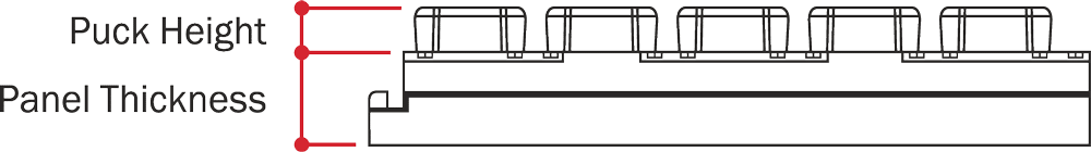 SuperPex panel technical drawing showing puck height