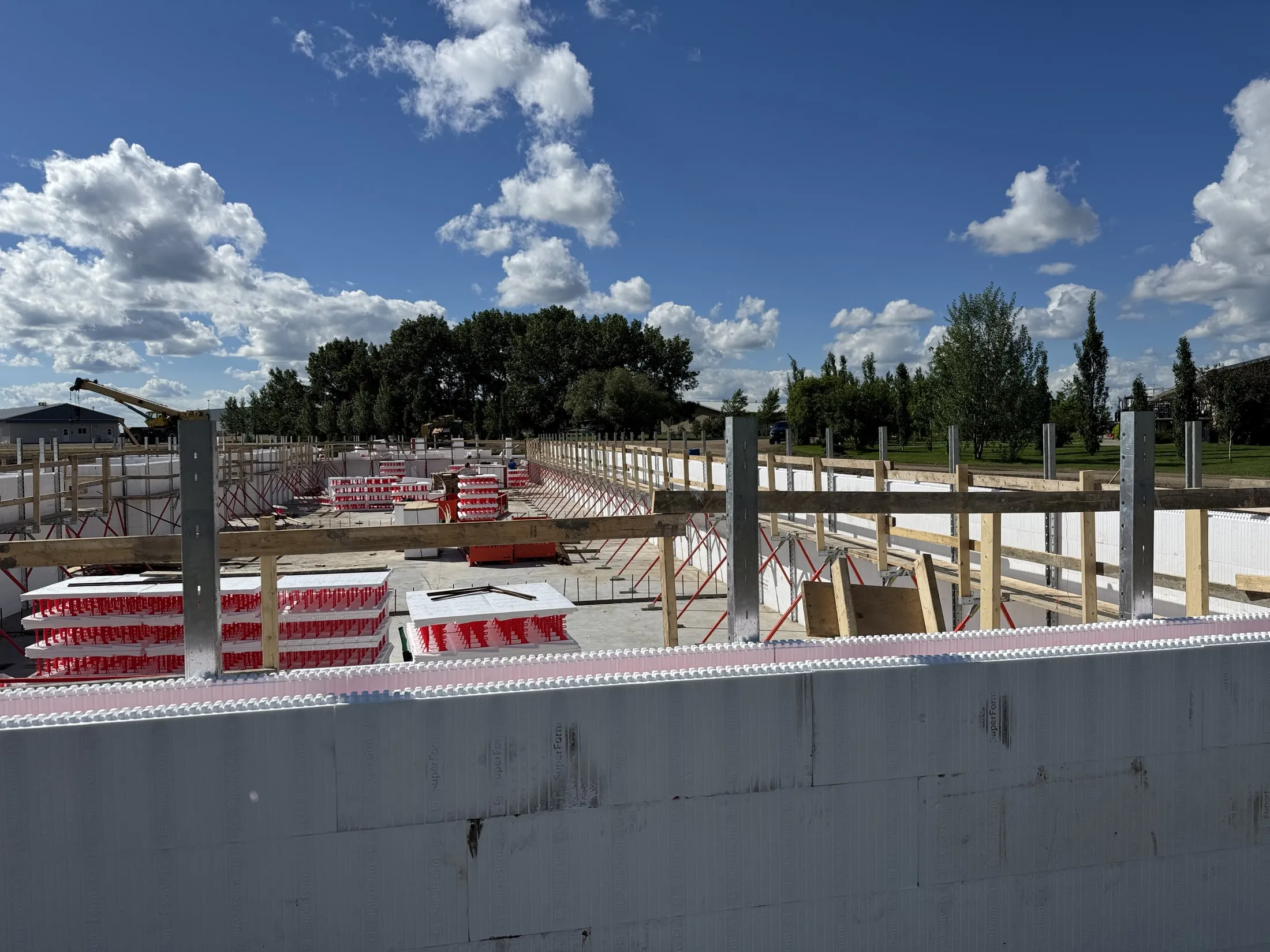 Braced SuperForm walls on a Woodwright ICF construction project