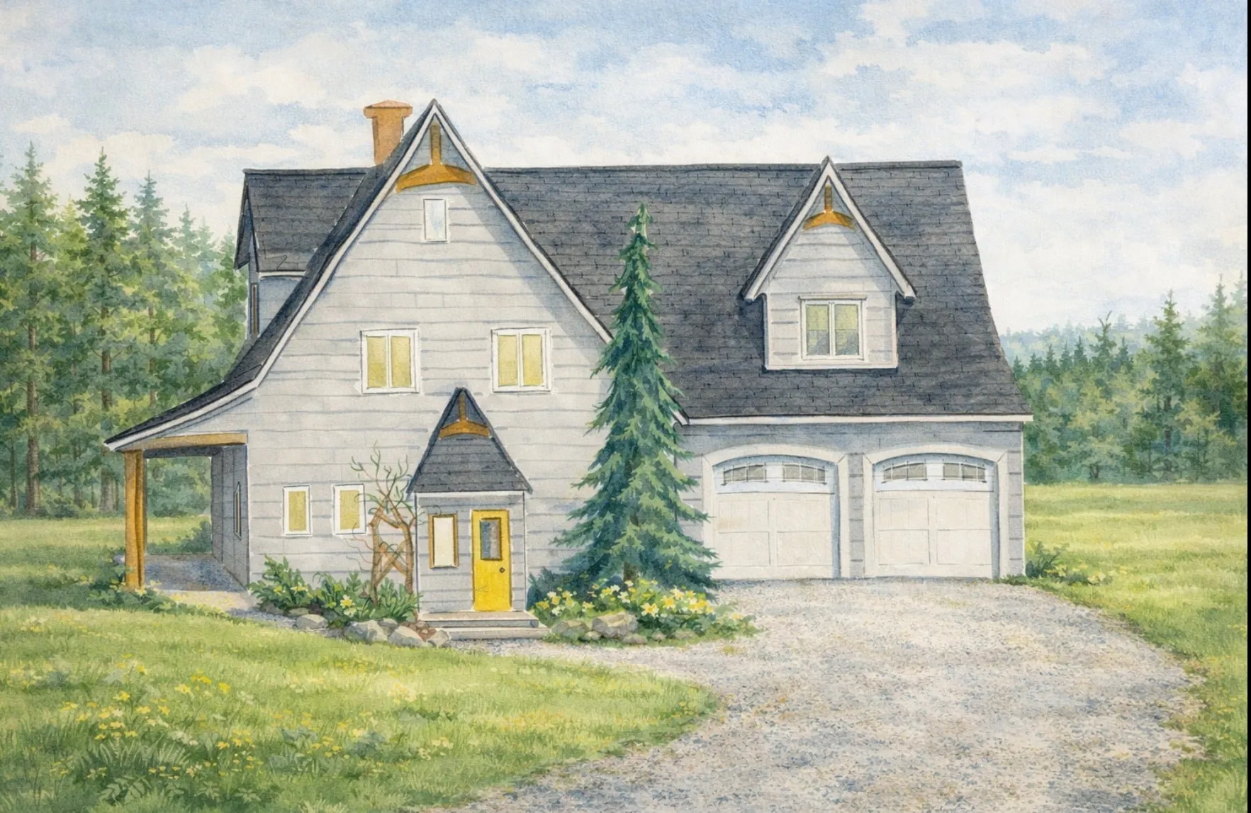 Illustration of a house exterior, supplied by Woodwright